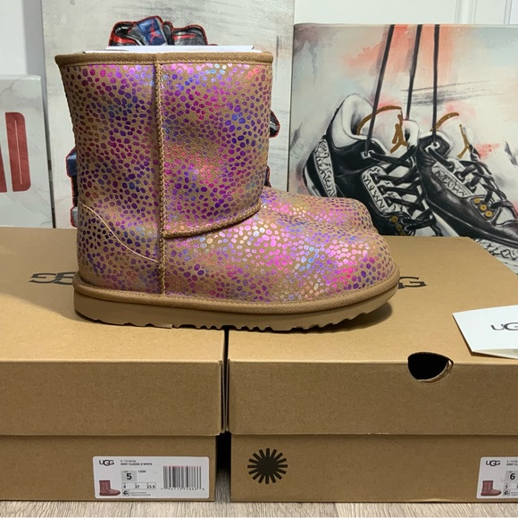 UGG Other - NEW UGG Classic II Spots Boots Chestnut Sparkle Suede SIZE 5Y/6.5W